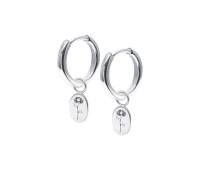 Aster Birth Flower Silver Huggie Earring Charms HO-2715